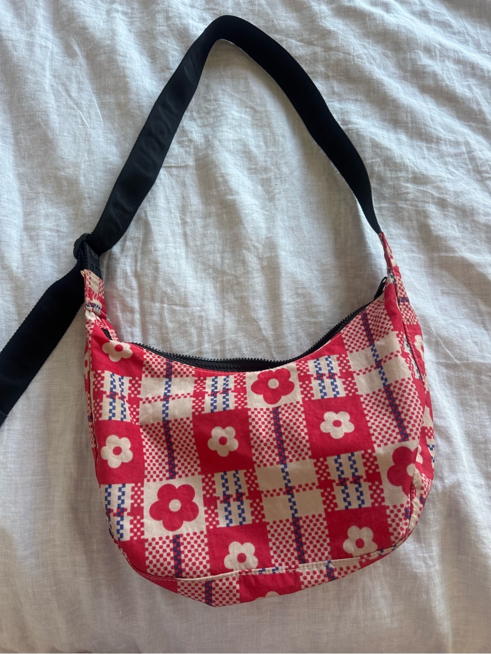 Baggu Sandy Liang Crescent Bag Medium - Flower Market Plaid